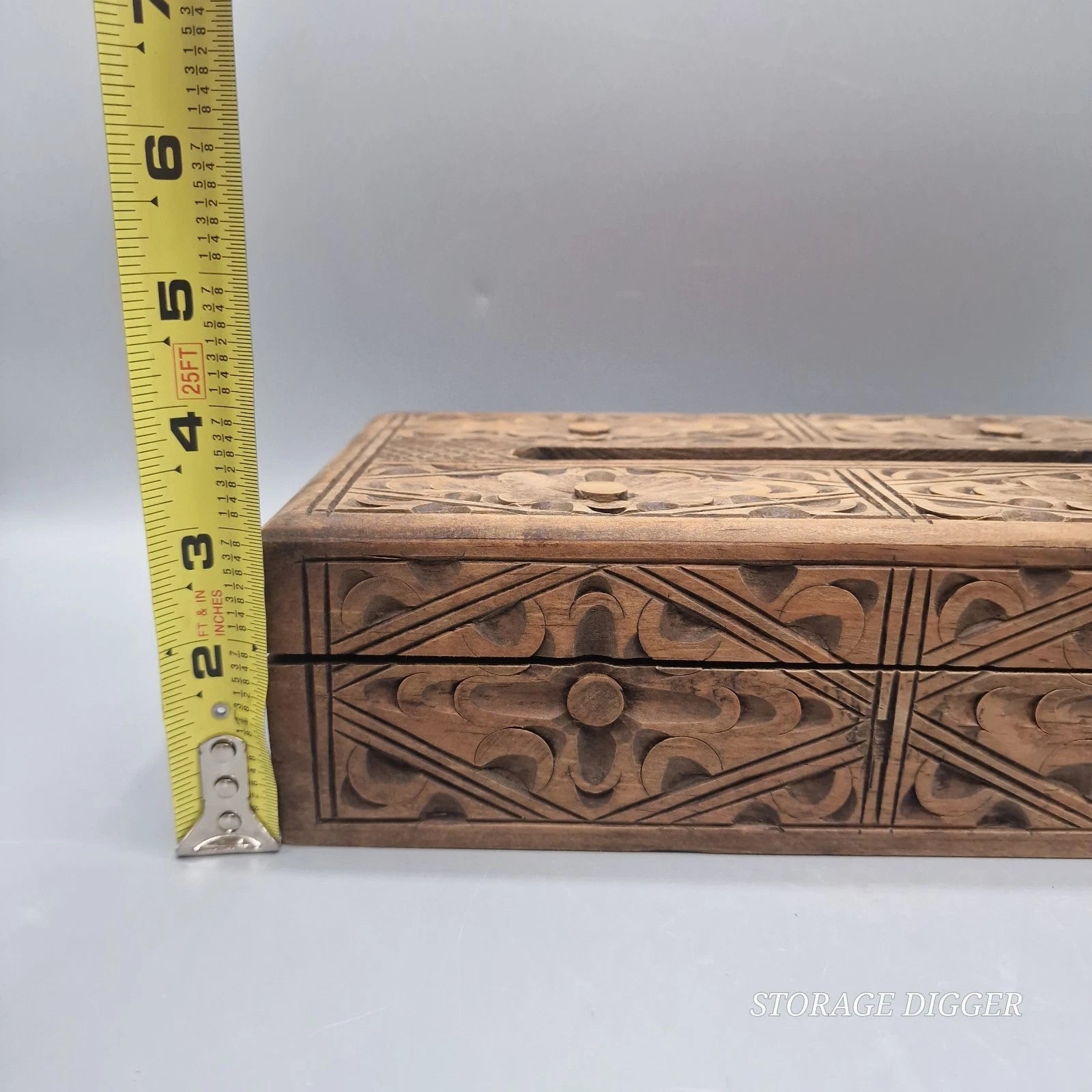 Vintage Hand Carved Decorative Rectangular Wooden Tissue Box Holder with Lid | eBay