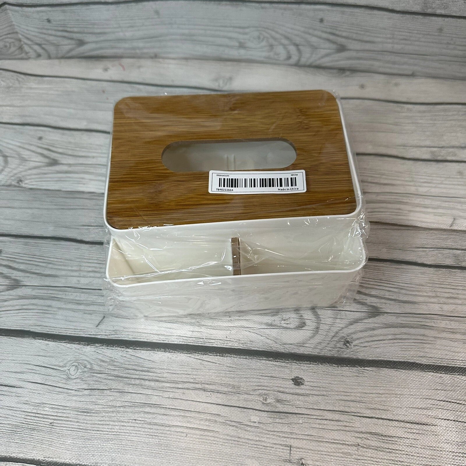 Tissue Box Bamboo Cover Small Facial Tissue Dispenser Holder Rectangle White | eBay