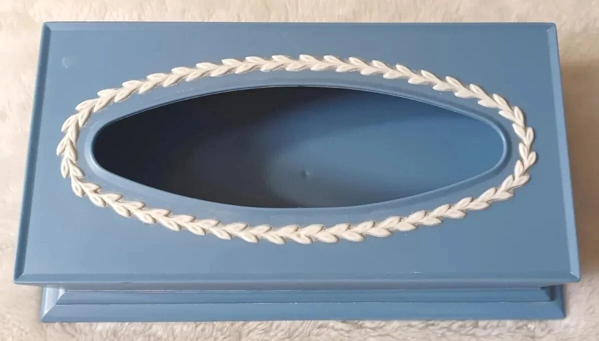 Vintage Blue White Plastic Tissue Box Cover Retro Decor Fesco USA | eBay