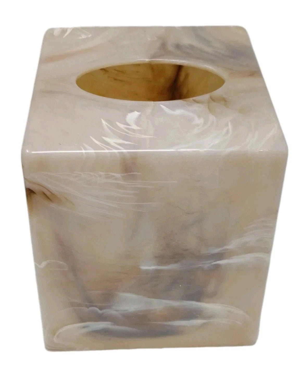 Vintage Faux Marble Tissue Box Cover Holder Square Acrylic Plastic Neutral Tan | eBay
