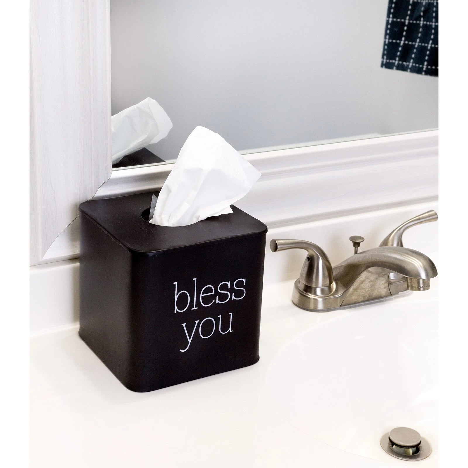 Square Tissue Box Cover; Modern Farmhouse Enamelware Holder | eBay
