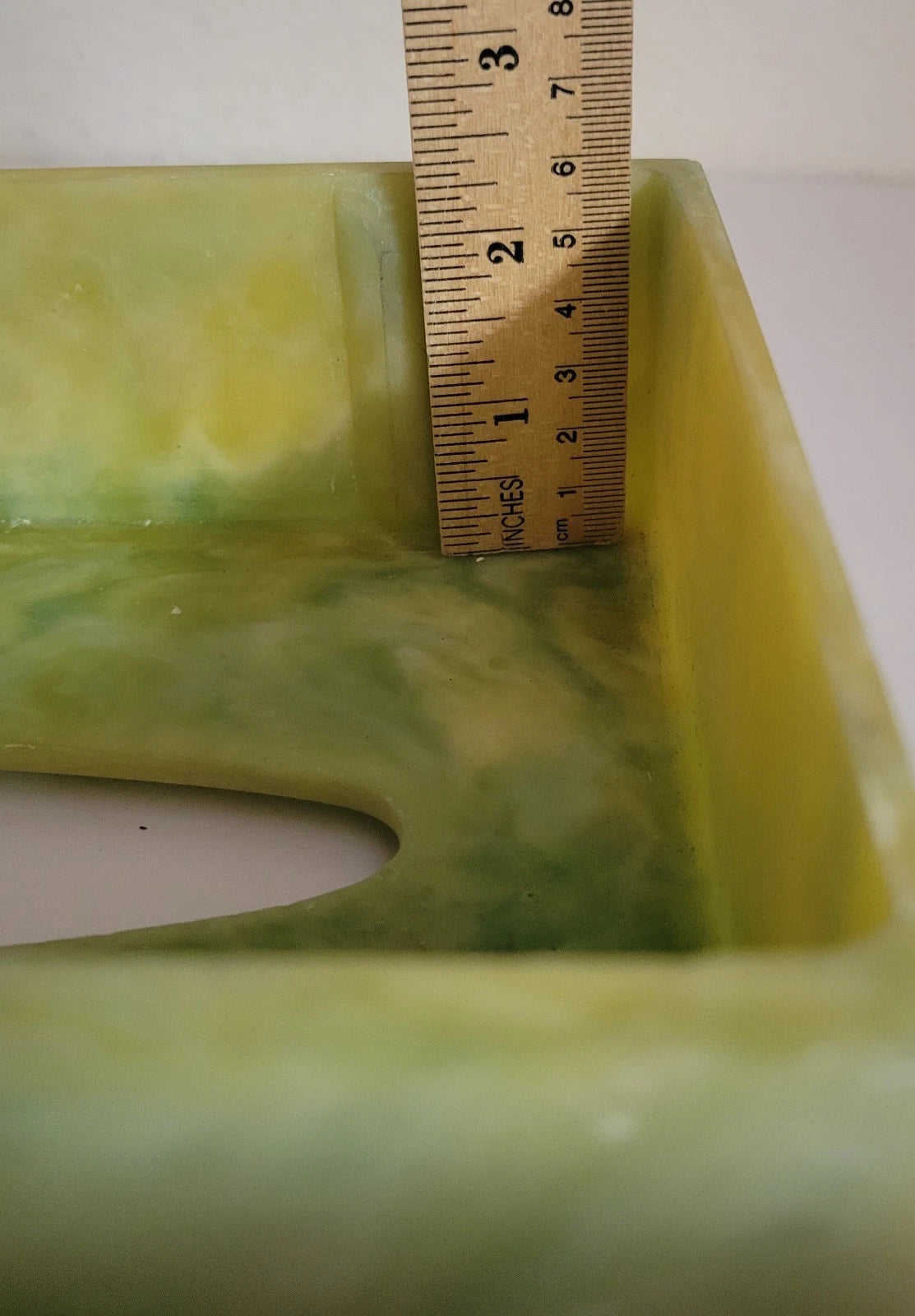 Vintage Tissue Box Cover Green With White Raised Details Incolay Stone Cherubs | eBay