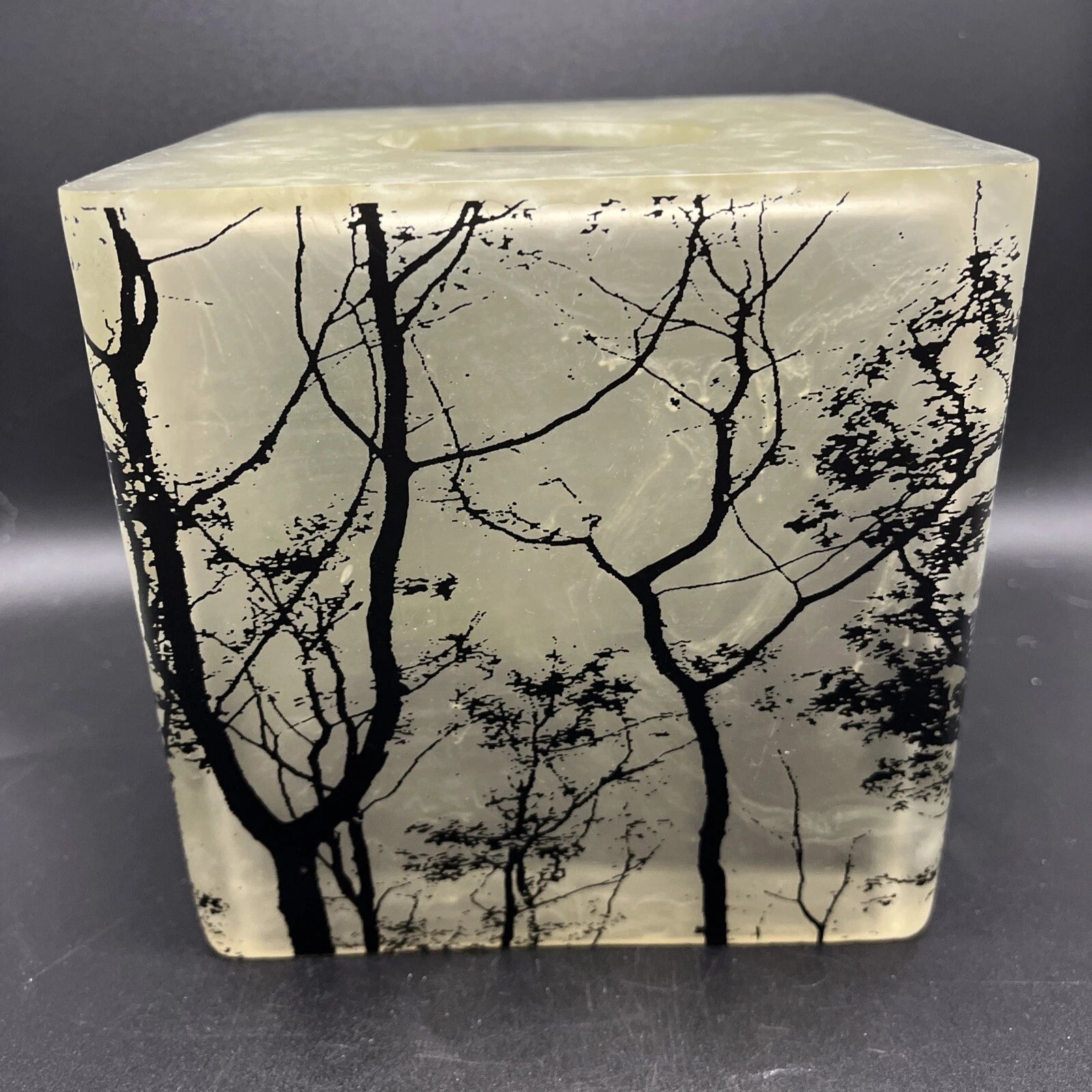 Sylvan Tissue Holder Acrylic With Nature Black Tree Design Marbleized Resin A1 | eBay