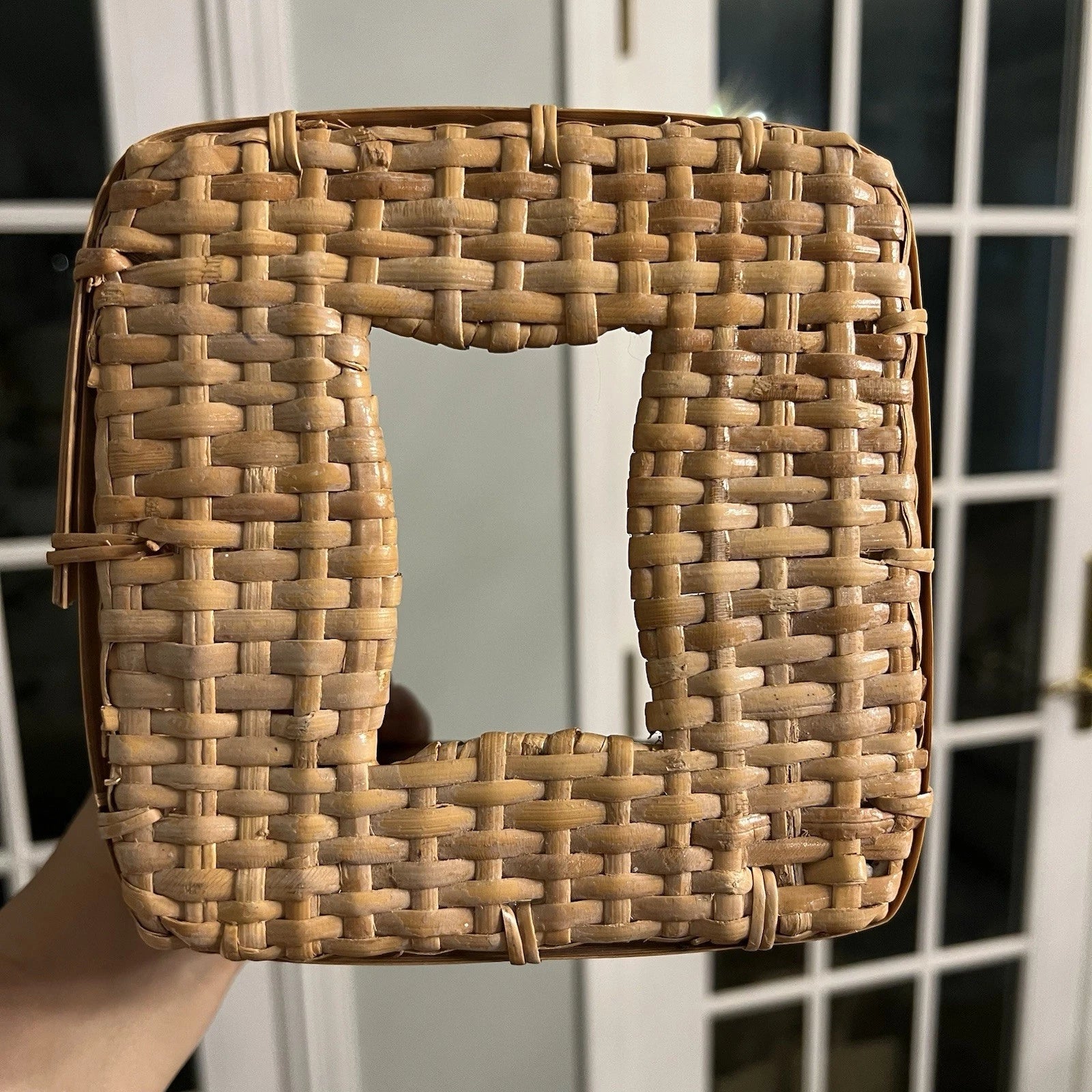 Vintage Wicker Tissue Box Cover Palm Tree Hammock Rattan Beach Boho | eBay