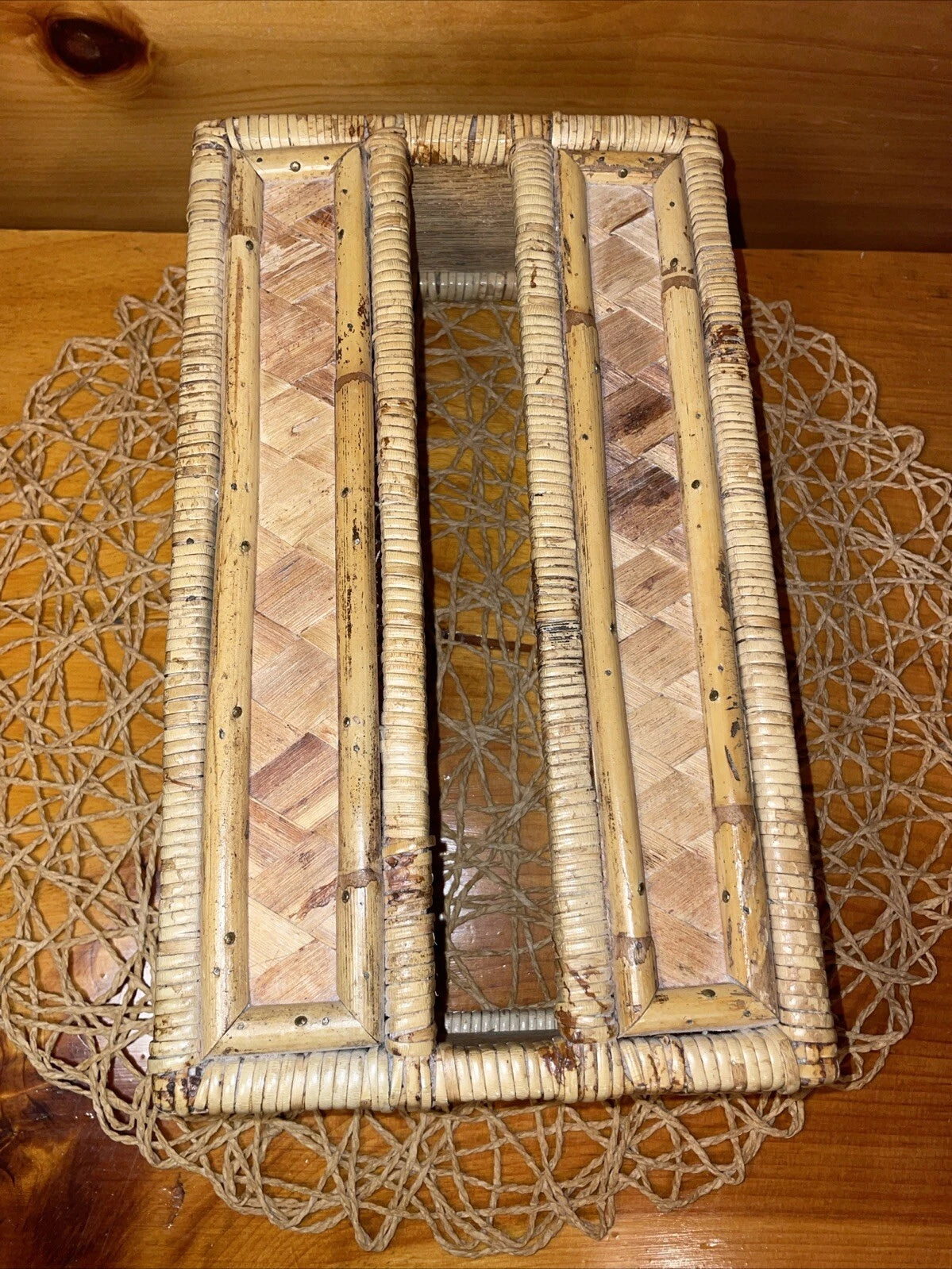 Vintage Tissue Box Cover Holder Bamboo Rattan Wicker Coastal Boho Rectangular | eBay