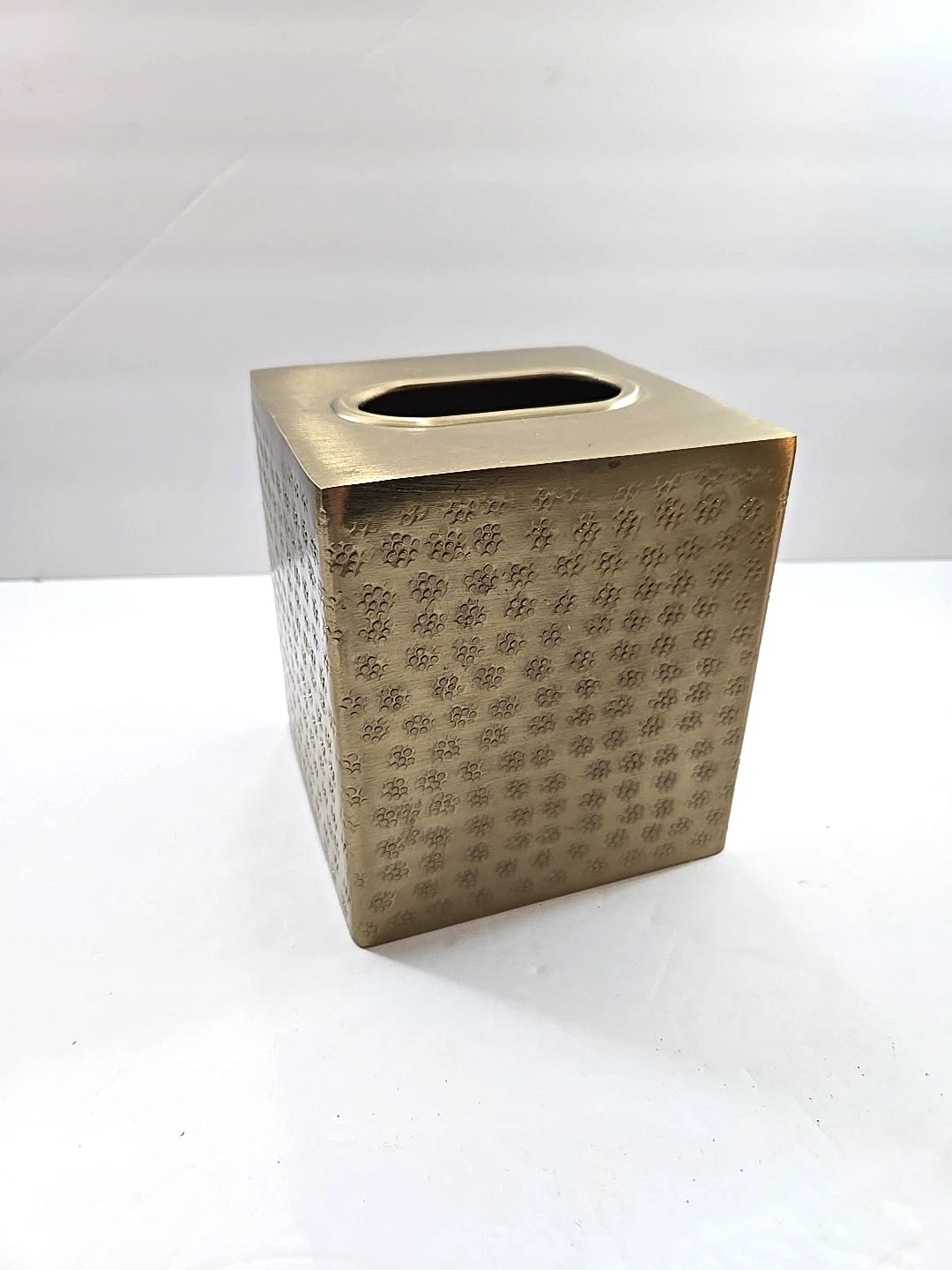 Brass Metal Textured Floral Square Tissue Box Cover 6"x5"x5" | eBay