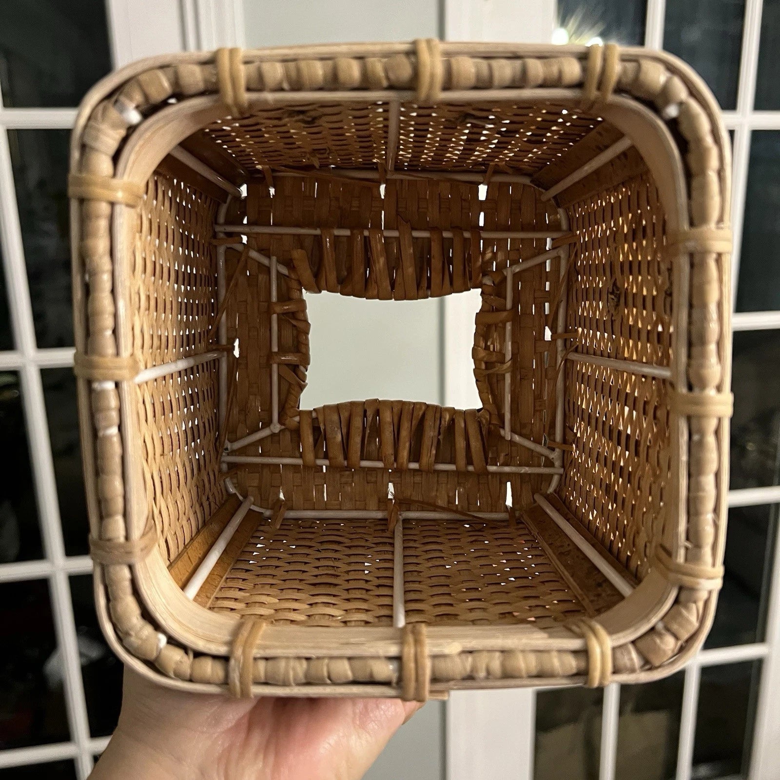 Vintage Wicker Tissue Box Cover Palm Tree Hammock Rattan Beach Boho | eBay