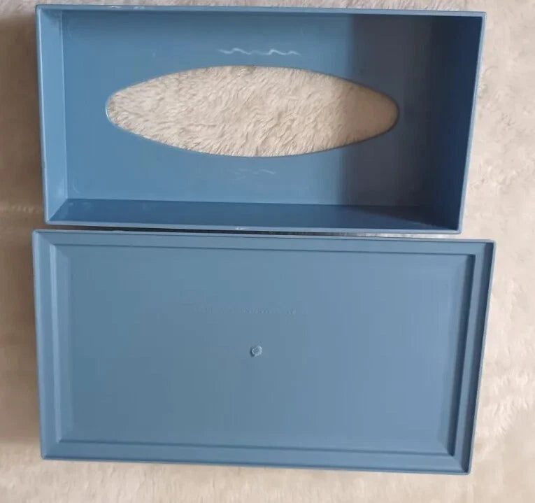 Vintage Blue White Plastic Tissue Box Cover Retro Decor Fesco USA | eBay