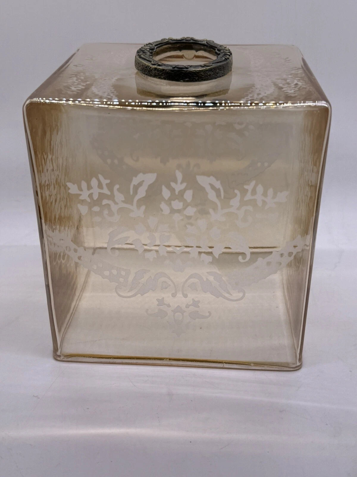 Etched Glass Tissue Box Holder Cover Peach Fits Standard Square Box | eBay