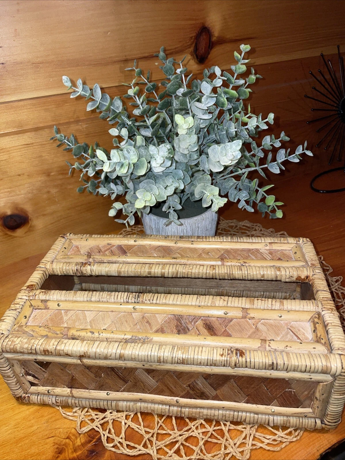 Vintage Tissue Box Cover Holder Bamboo Rattan Wicker Coastal Boho Rectangular | eBay