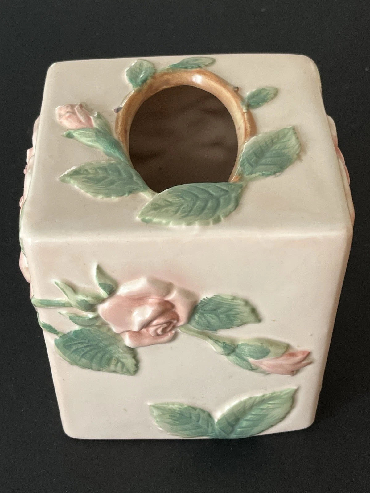 Vintage Fitz and Floyd Tissue Box Cover Shabby Pink Blushing Rose 1987 F/F Japan | eBay