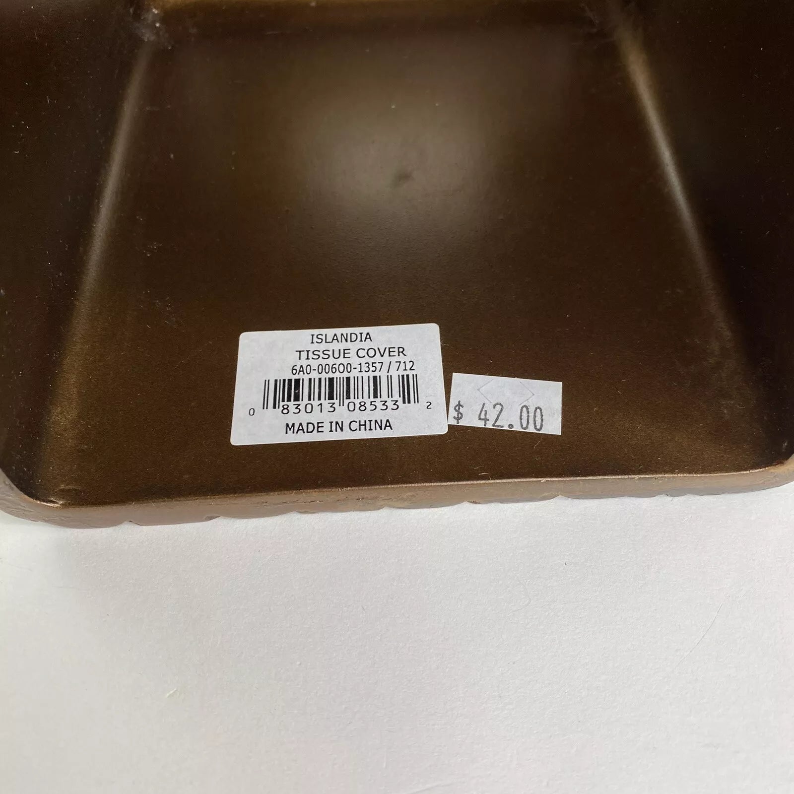 Islandia Tissue Box Cover Square Antique Bronze Geometric Design Heavy! | eBay