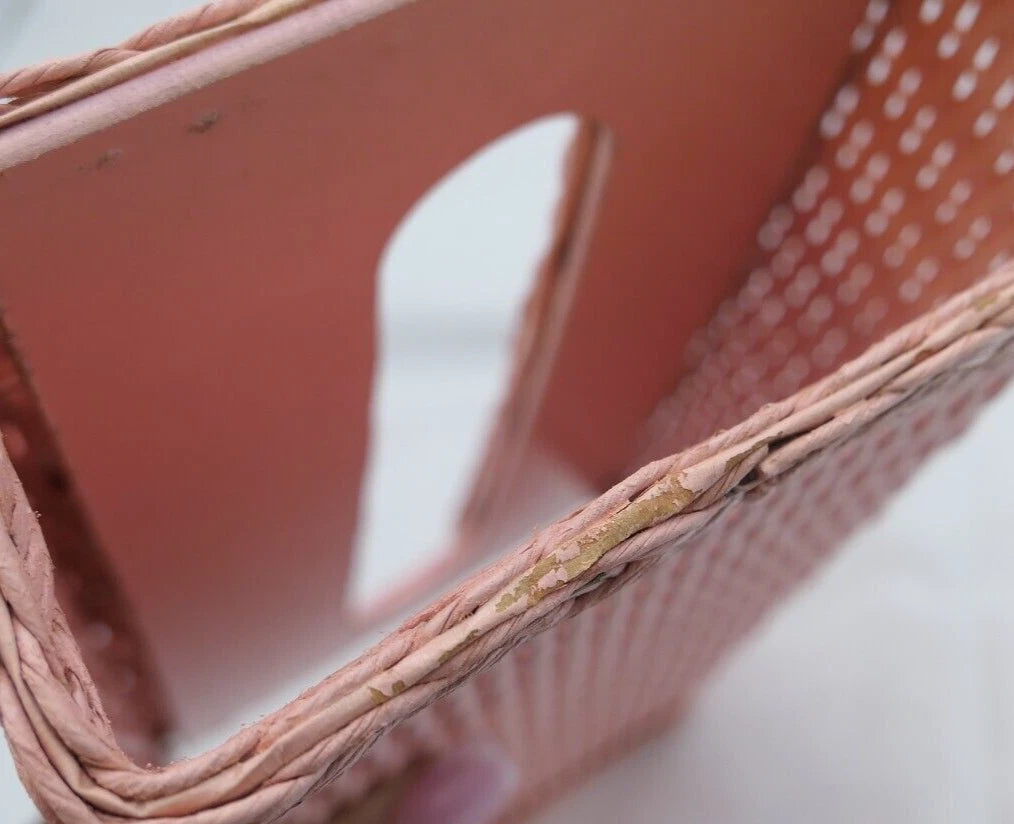 Vintage Pink Faux Wicker Tissue Box Holder Cover Rectangular Vanity Bathroom | eBay
