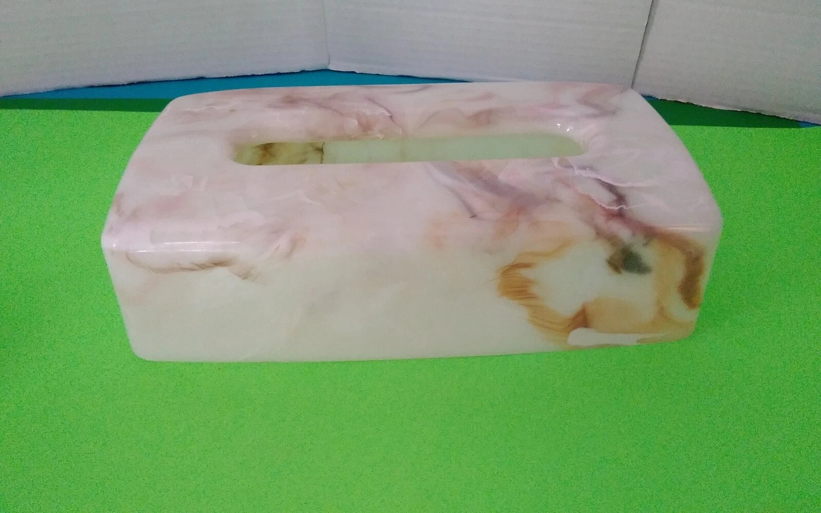 Vintage NEW Oxford Retro 70's Lucite Tissue Holder Cover Box Tan Faux Marble | eBay