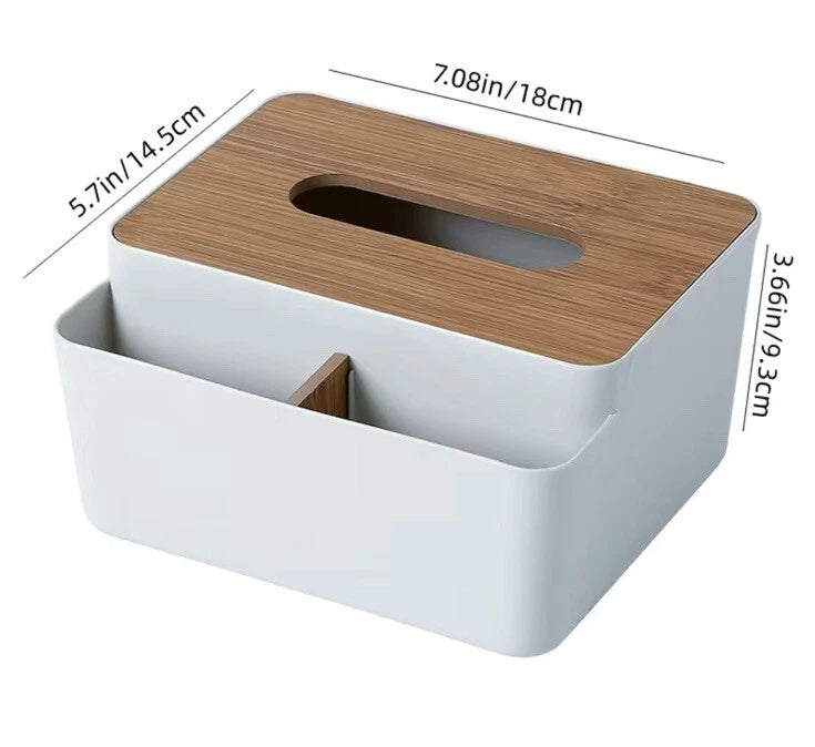 Tissue Box Bamboo Cover Small Facial Tissue Dispenser Holder Rectangle White | eBay