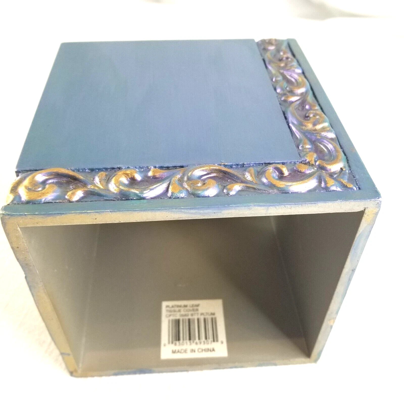 Tissue Box Cover Holder Blue Gold Details Acrylic Square | eBay