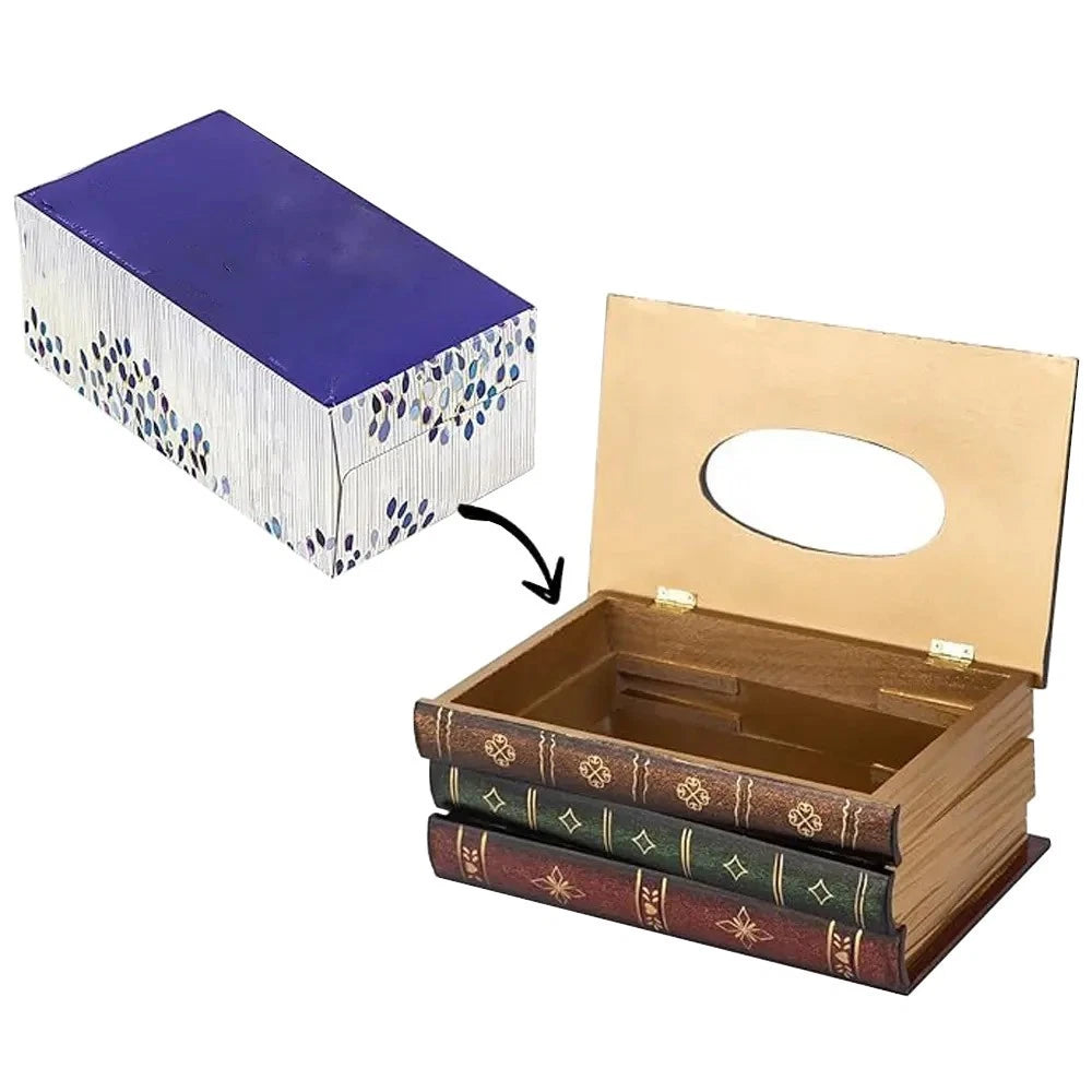 Classical Wooden Antique Book Tissue Box Cover Rectangular Tissue box (Gold-top) | eBay