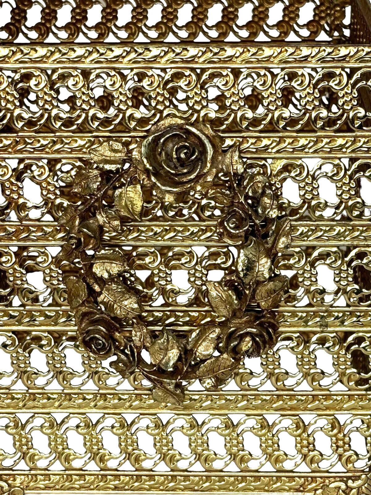 Hollywood Regency Gold Metal Filigree Rose Embellishment Tissue Box Cover Square | eBay