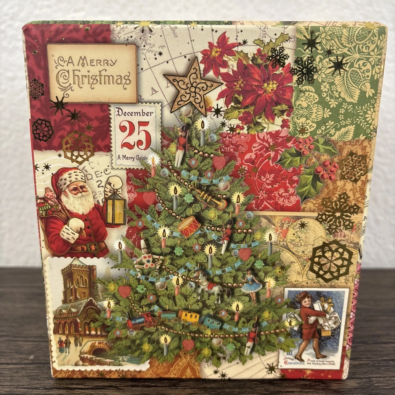 Punch Studio Christmas Tissue Box Cover Square Old World Santa Victorian Tree | eBay