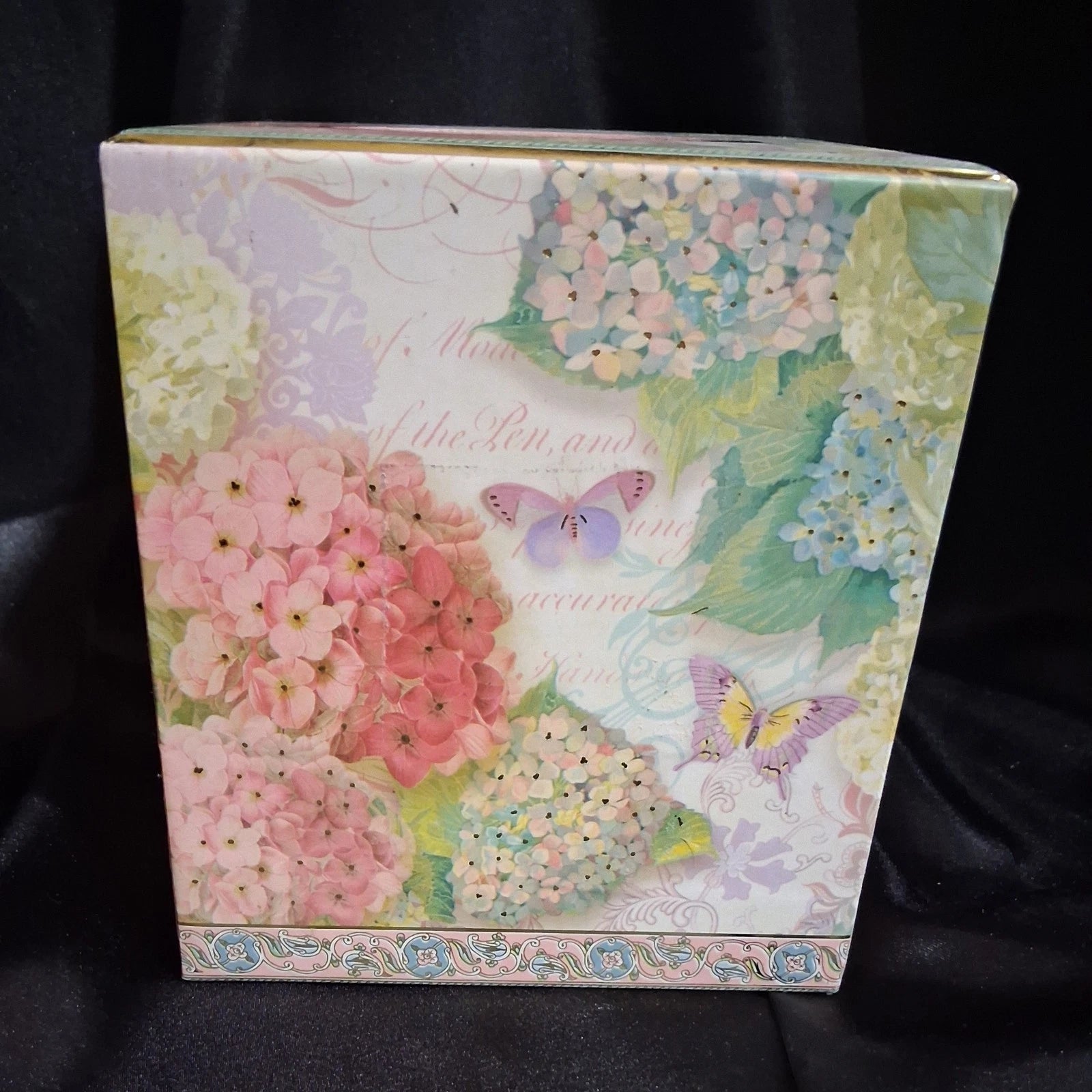 Tissue Box Cover Square Hard Cardboard With Butterflies And Hydrangea EC | eBay