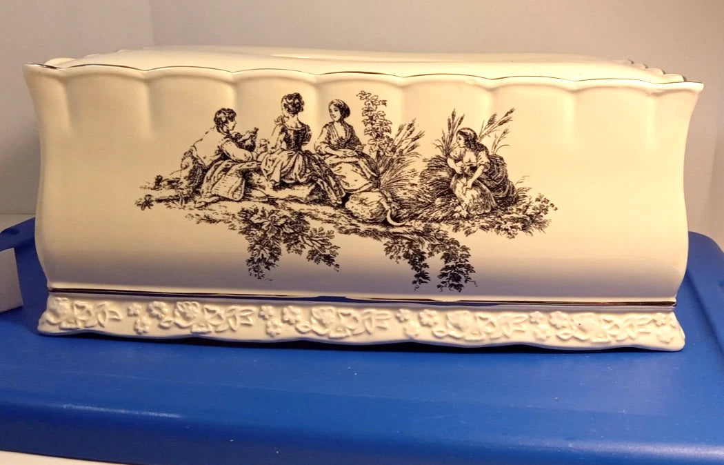 Vtg Antionette Ceramic Tissue Box Cover 10 1/2 X 4 1/2 X 5 1/2 | eBay