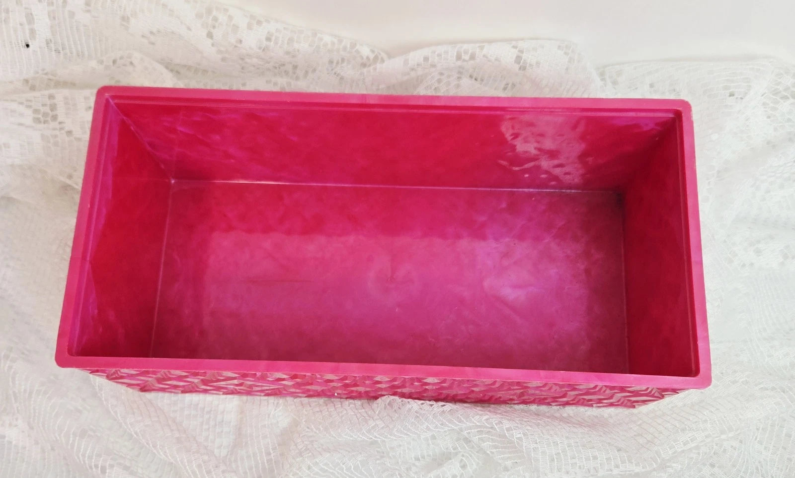 Vintage Acrylic Hot Pink Diamond Cut Rectangular Tissue Box Holder MCM With Lid | eBay