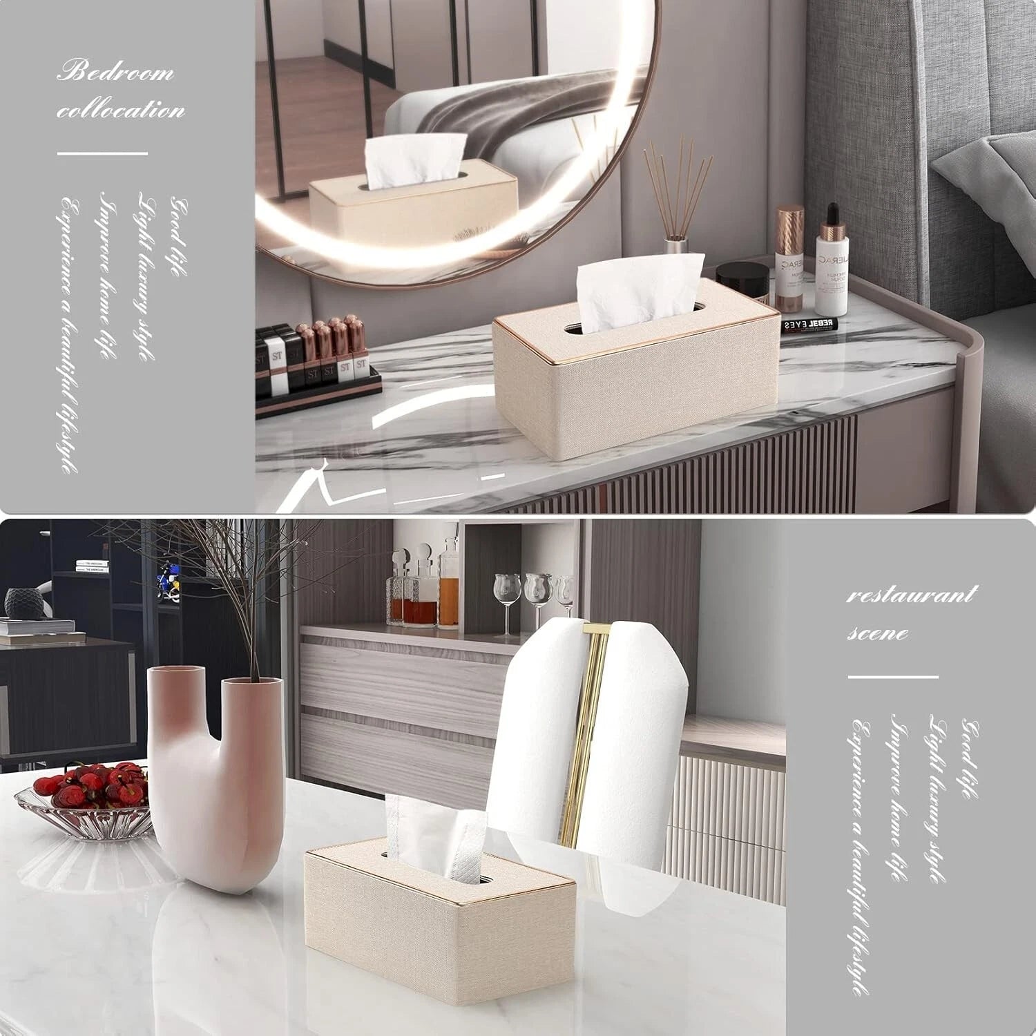 Tissue Box Cover, PU Leather Tissue Box Holder Rectangular Kleenex Box Cover | eBay