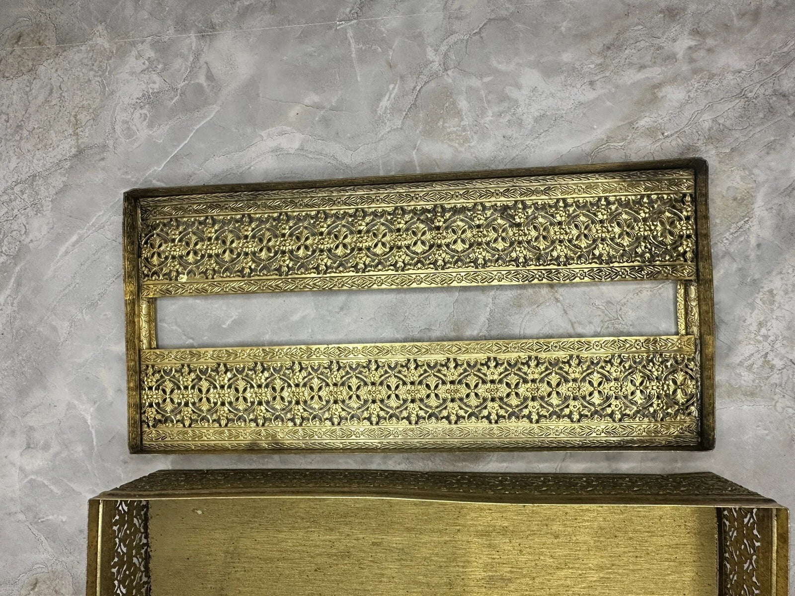 MCM Old Vintage Brass Tone Filigree Metal Vanity Tissue Box Cover Holder | eBay