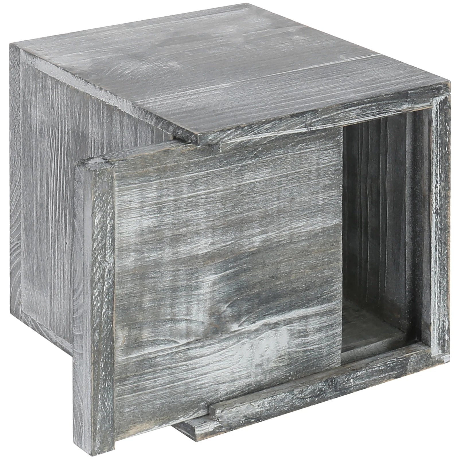 Gray Wood Square Tissue Box Cover with Slide-Out Bottom Panel, Tissue Holder | eBay