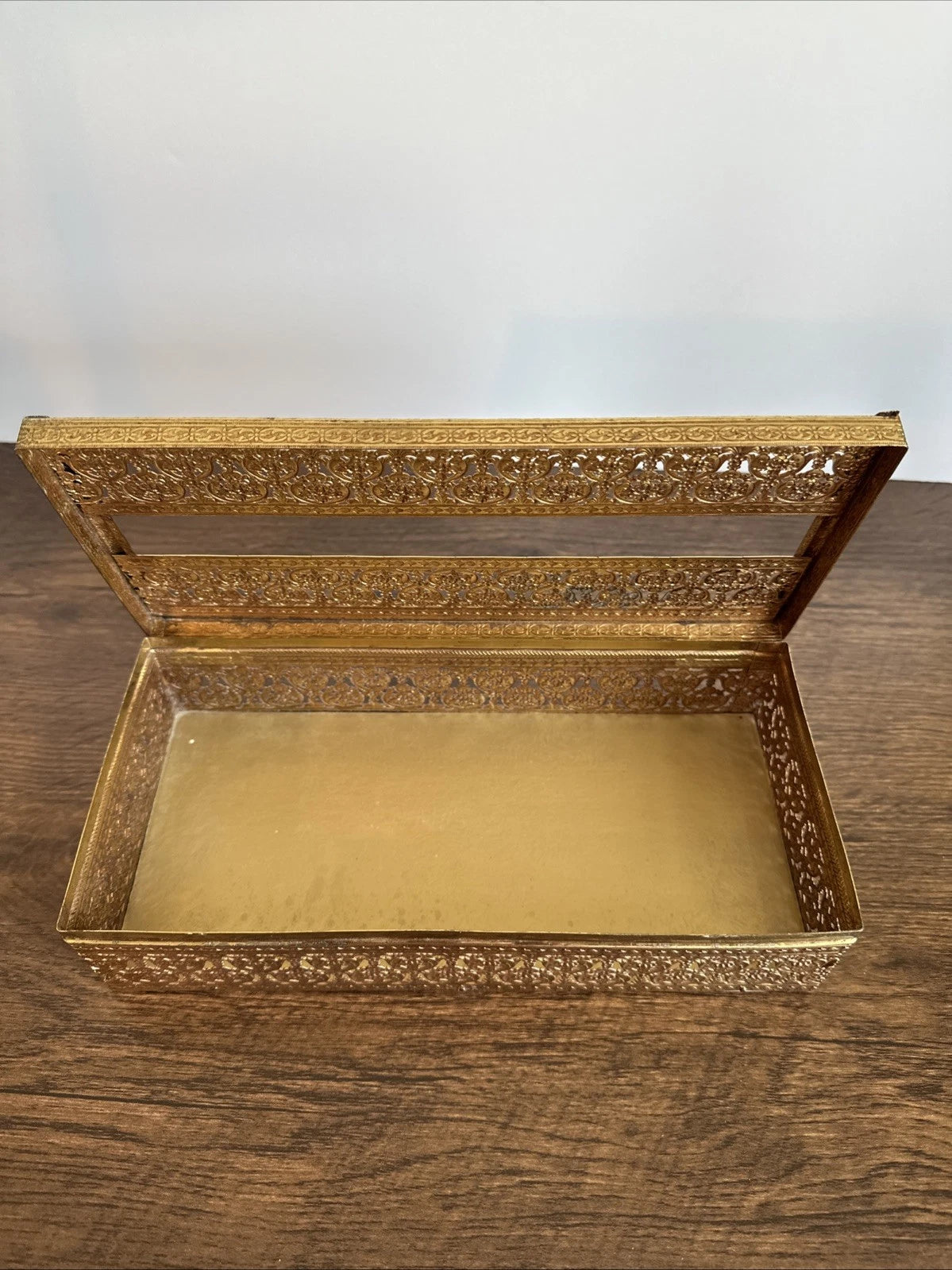 Vintage Ornate Hollywood Regency Floral Filigree Tissue Box MCM Metal Gold Retro | eBay