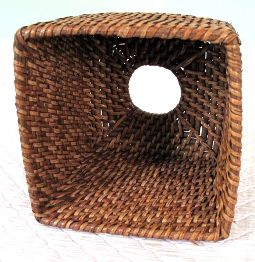 Vintage Boho Woven Wicker Rattan Tissue Box Cover Holder Cube Square Brown | eBay