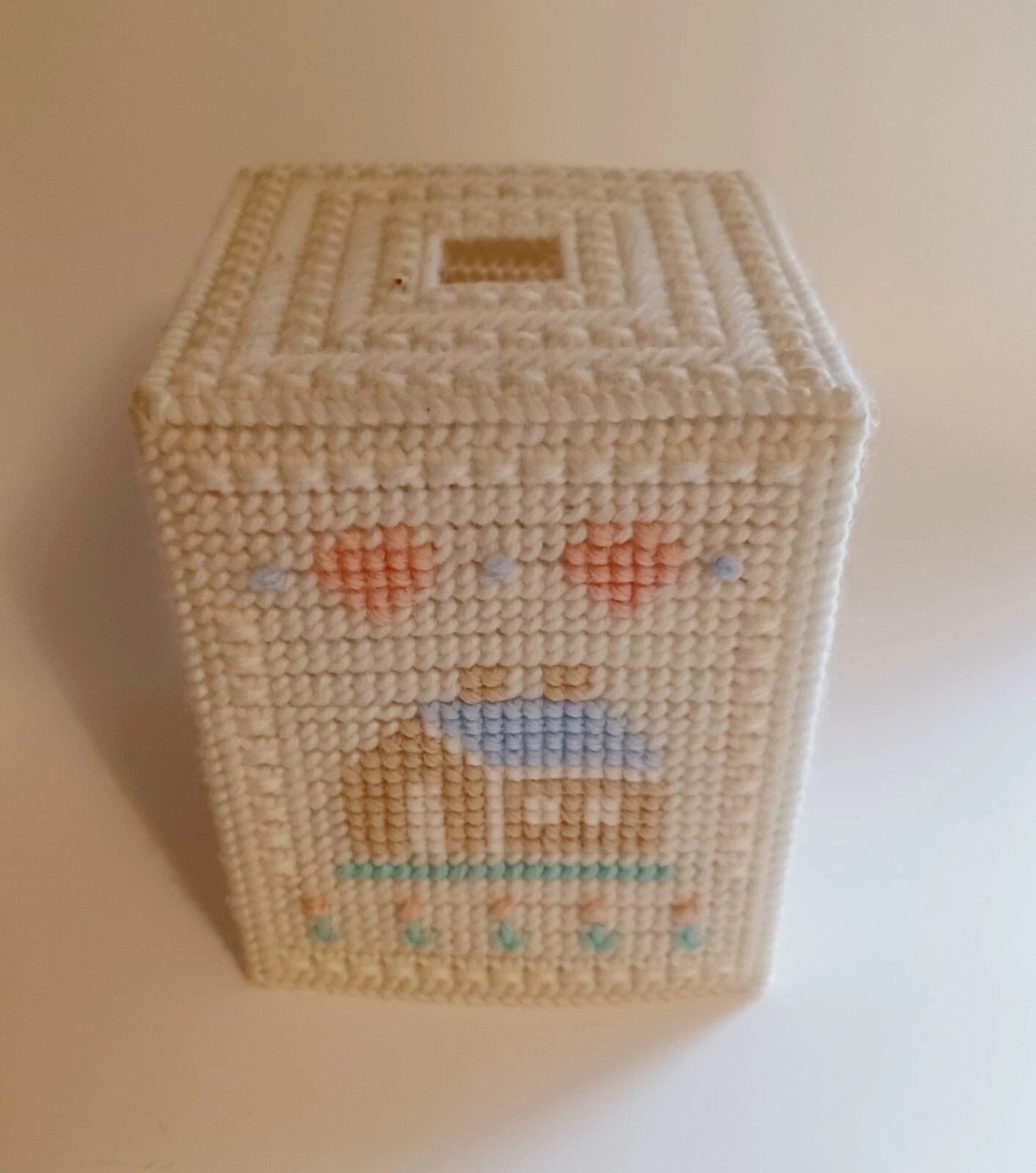 Retro Cottagecore 80s Pastels Canvas Needlework Tissue Box Cover Square House | eBay