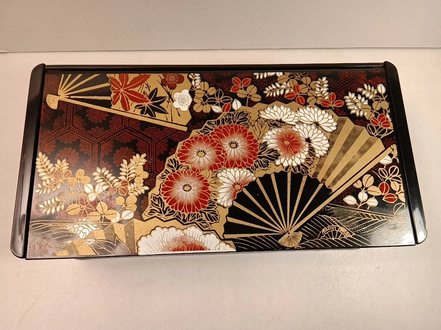 Vintage Asian Tissue Holder Box Mirrored Black Lacquered Yamanaka Floral Japan | eBay