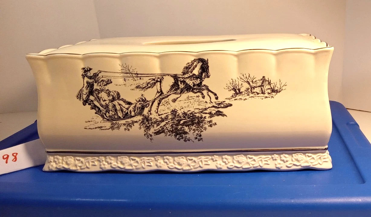 Vtg Antionette Ceramic Tissue Box Cover 10 1/2 X 4 1/2 X 5 1/2 | eBay