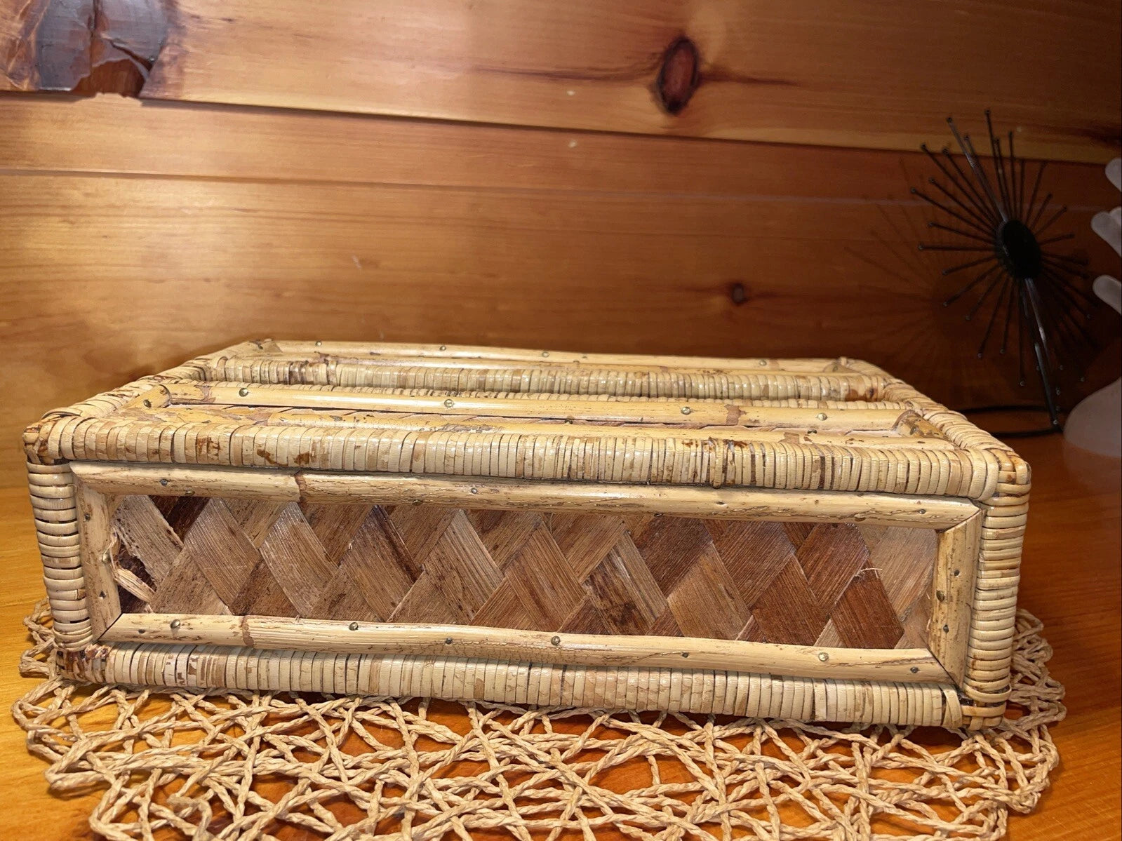 Vintage Tissue Box Cover Holder Bamboo Rattan Wicker Coastal Boho Rectangular | eBay