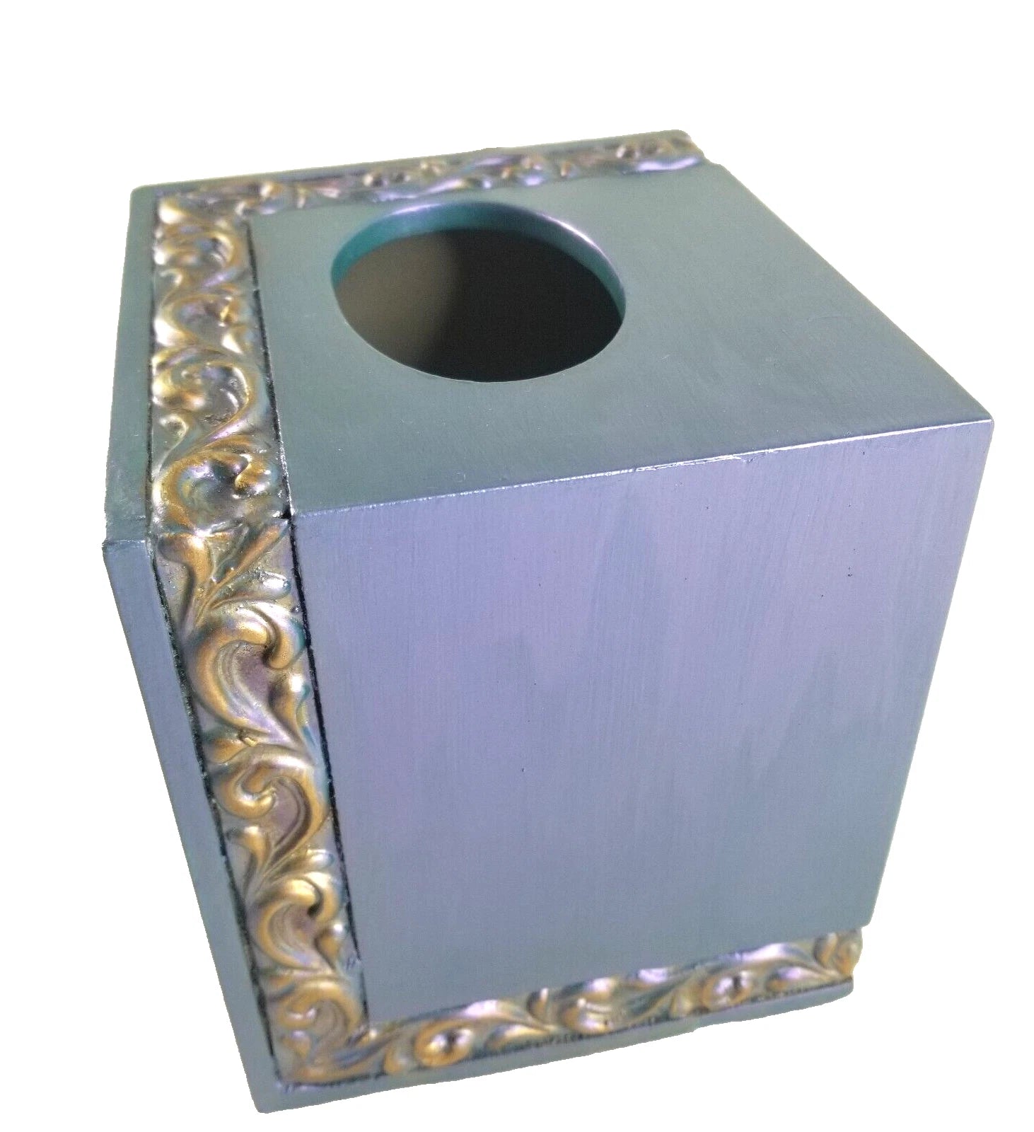 Tissue Box Cover Holder Blue Gold Details Acrylic Square | eBay