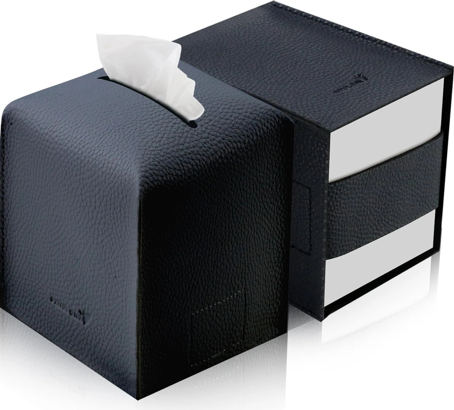 Tissue Box Cover 5X5X5'' PU Leather Tissue Holder Square Tissue Cube Box Organiz | eBay