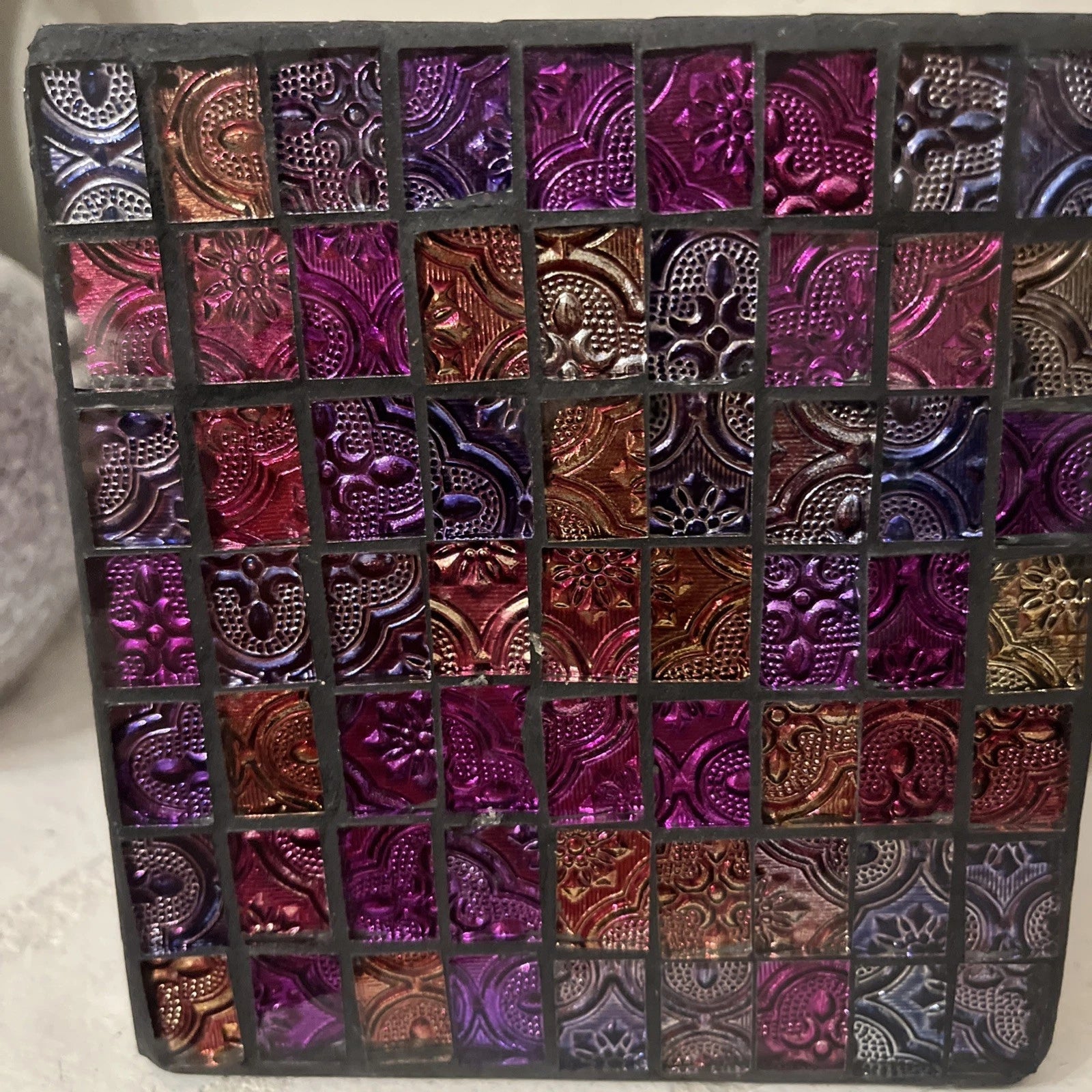 Unique Multicolor Mosaic Glass Tile Tissue Box Cover New Heavy | eBay