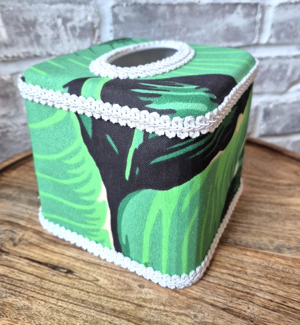 Dorothy Draper Home Fabric Covered Square Tissue Box Cover - Brazilliance Green | eBay