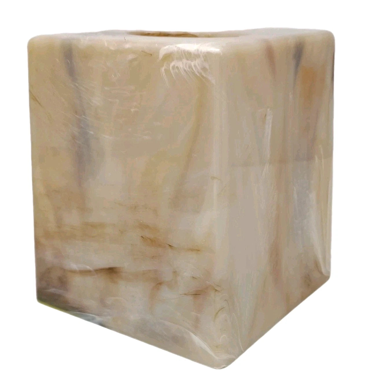 Vintage Faux Marble Tissue Box Cover Holder Square Acrylic Plastic Neutral Tan | eBay