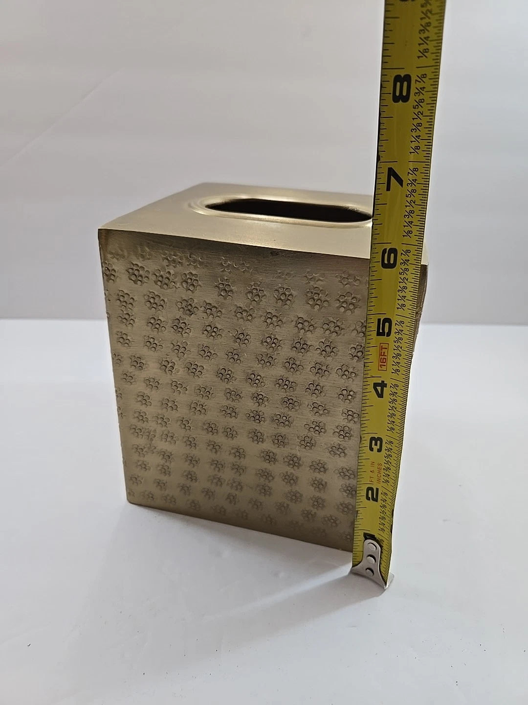 Brass Metal Textured Floral Square Tissue Box Cover 6"x5"x5" | eBay