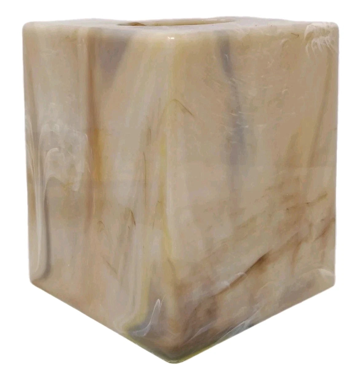 Vintage Faux Marble Tissue Box Cover Holder Square Acrylic Plastic Neutral Tan | eBay