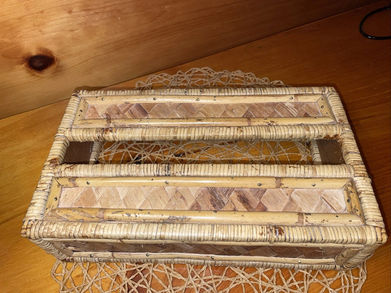 Vintage Tissue Box Cover Holder Bamboo Rattan Wicker Coastal Boho Rectangular | eBay