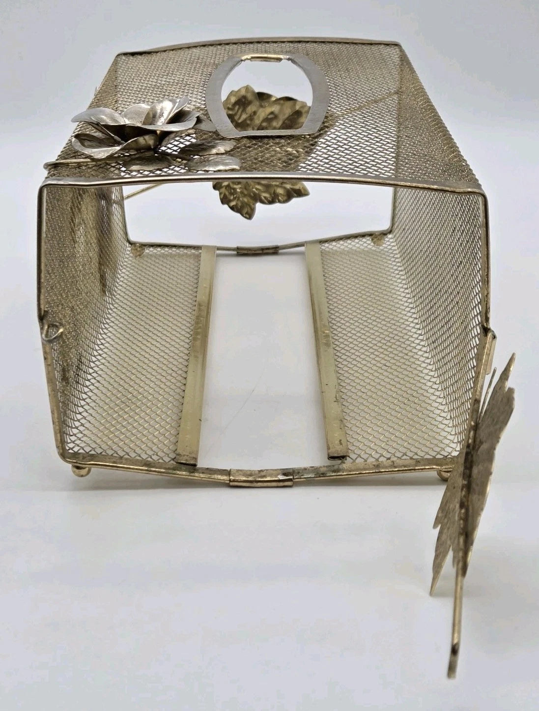 Tissue Box Cover Holder Hollywood Regency Roses Gold Tone Mesh Metal MCM VTG | eBay