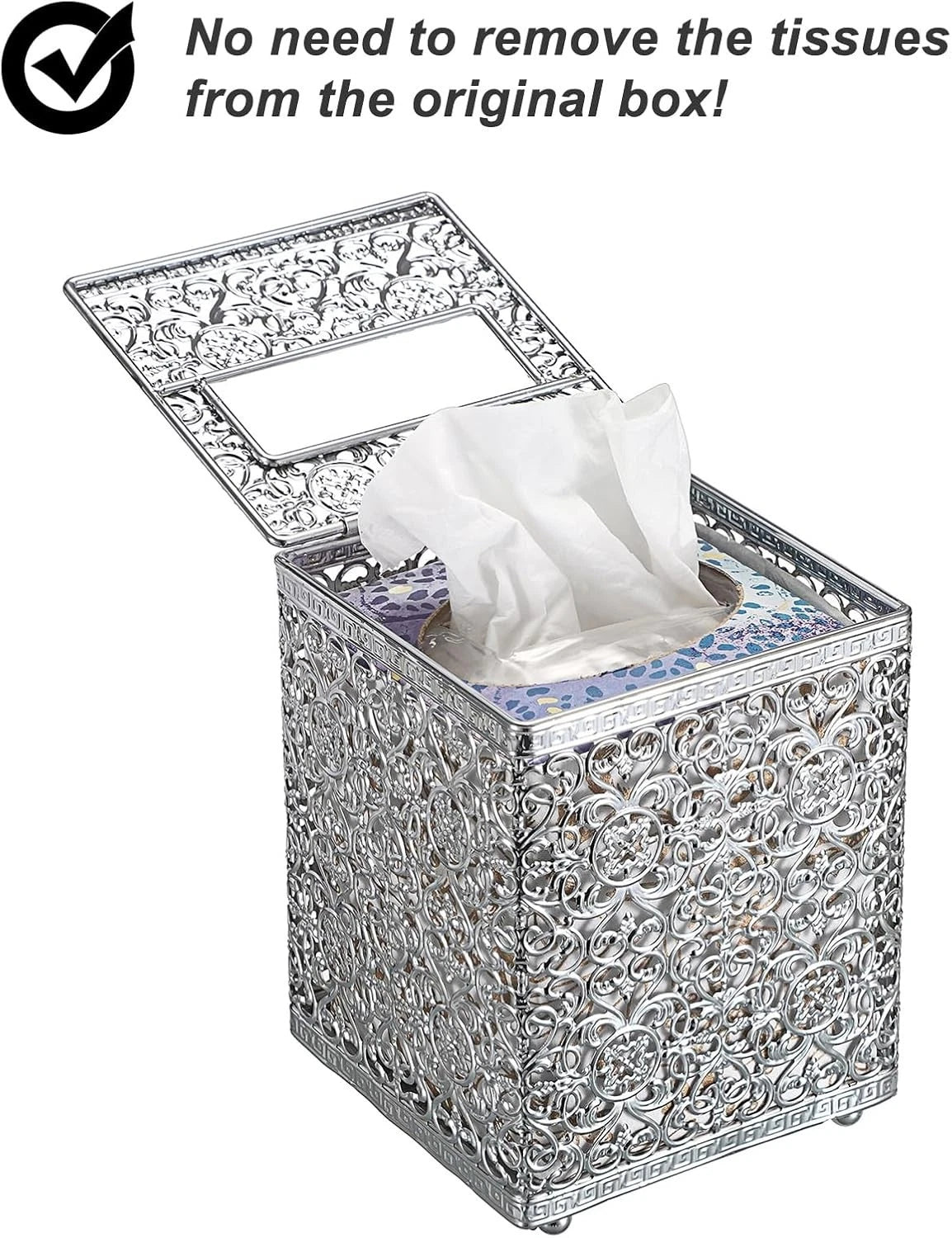 Tissue Box Cover Square Tissue Box with Lid, Metal Tissue Box Holder Stylish ... | eBay