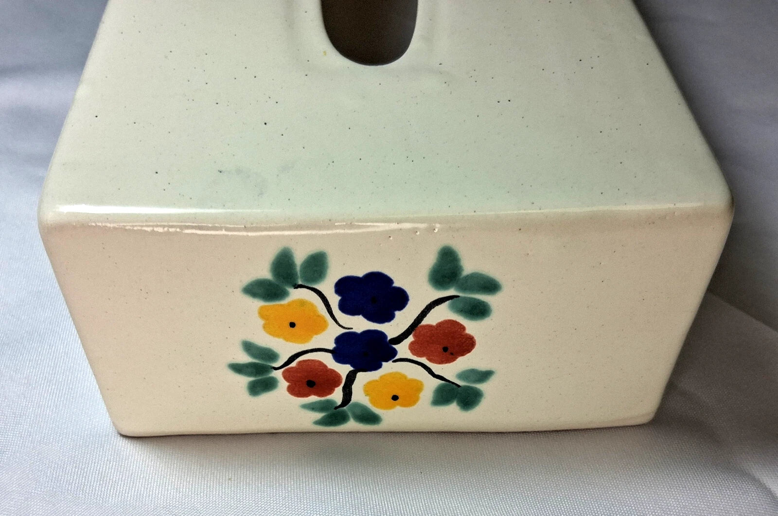 Mexican Folk Art Tissue Box Cover Hand Painted Ceramic White | eBay