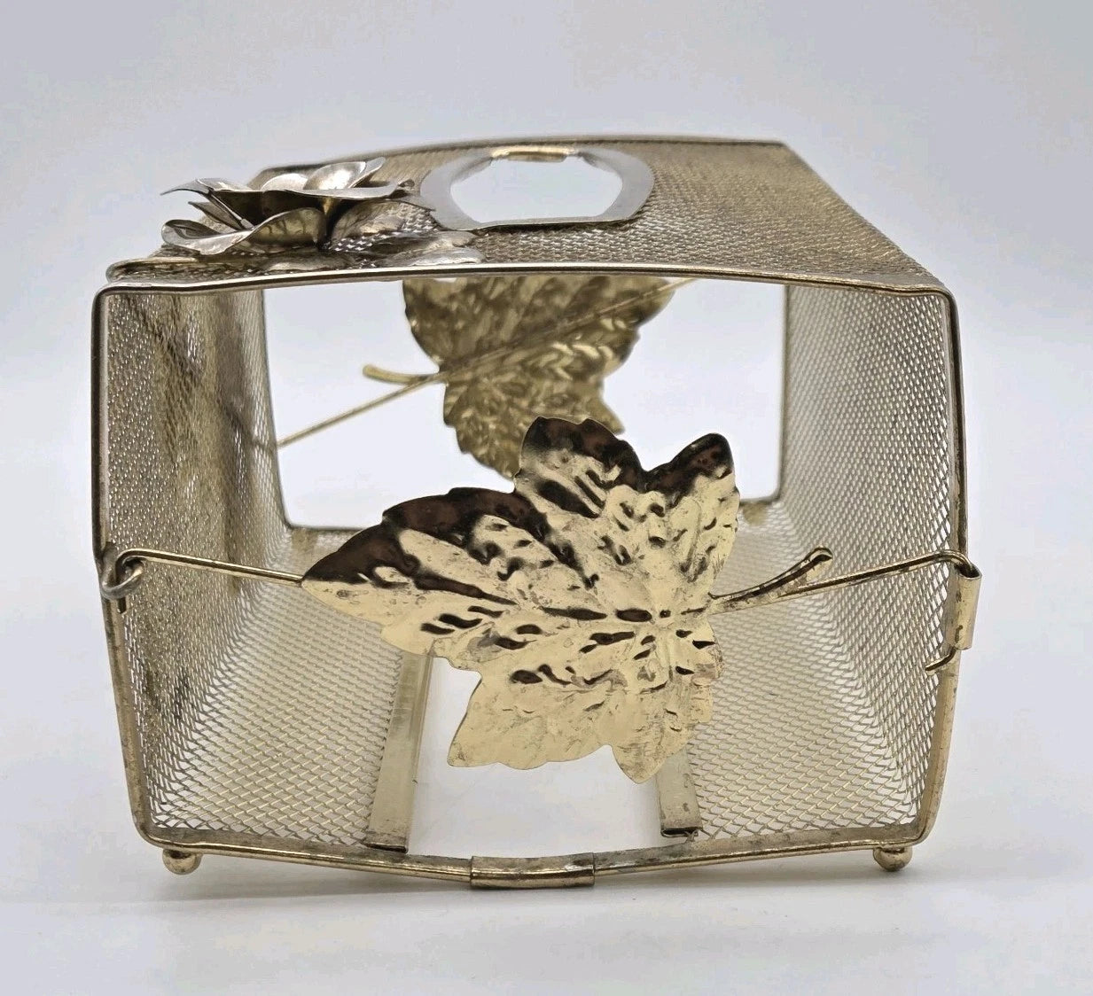 Tissue Box Cover Holder Hollywood Regency Roses Gold Tone Mesh Metal MCM VTG | eBay