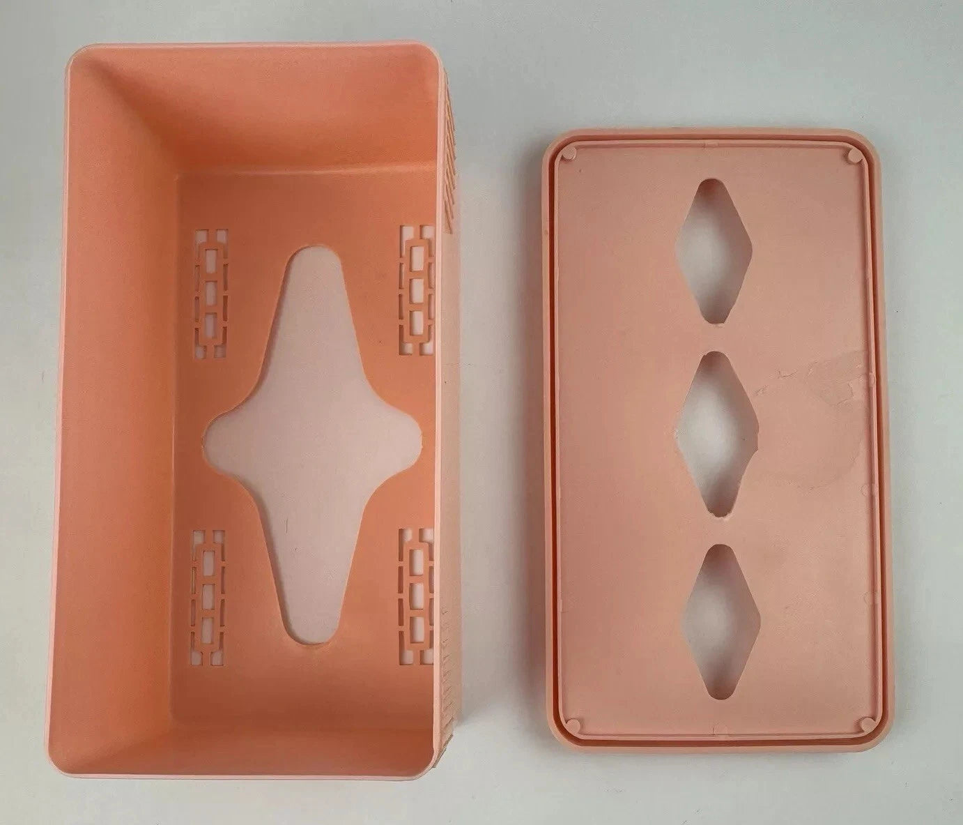 Pink Plastic Tissue Box Retro 2 Piece Cutouts Vintage | eBay