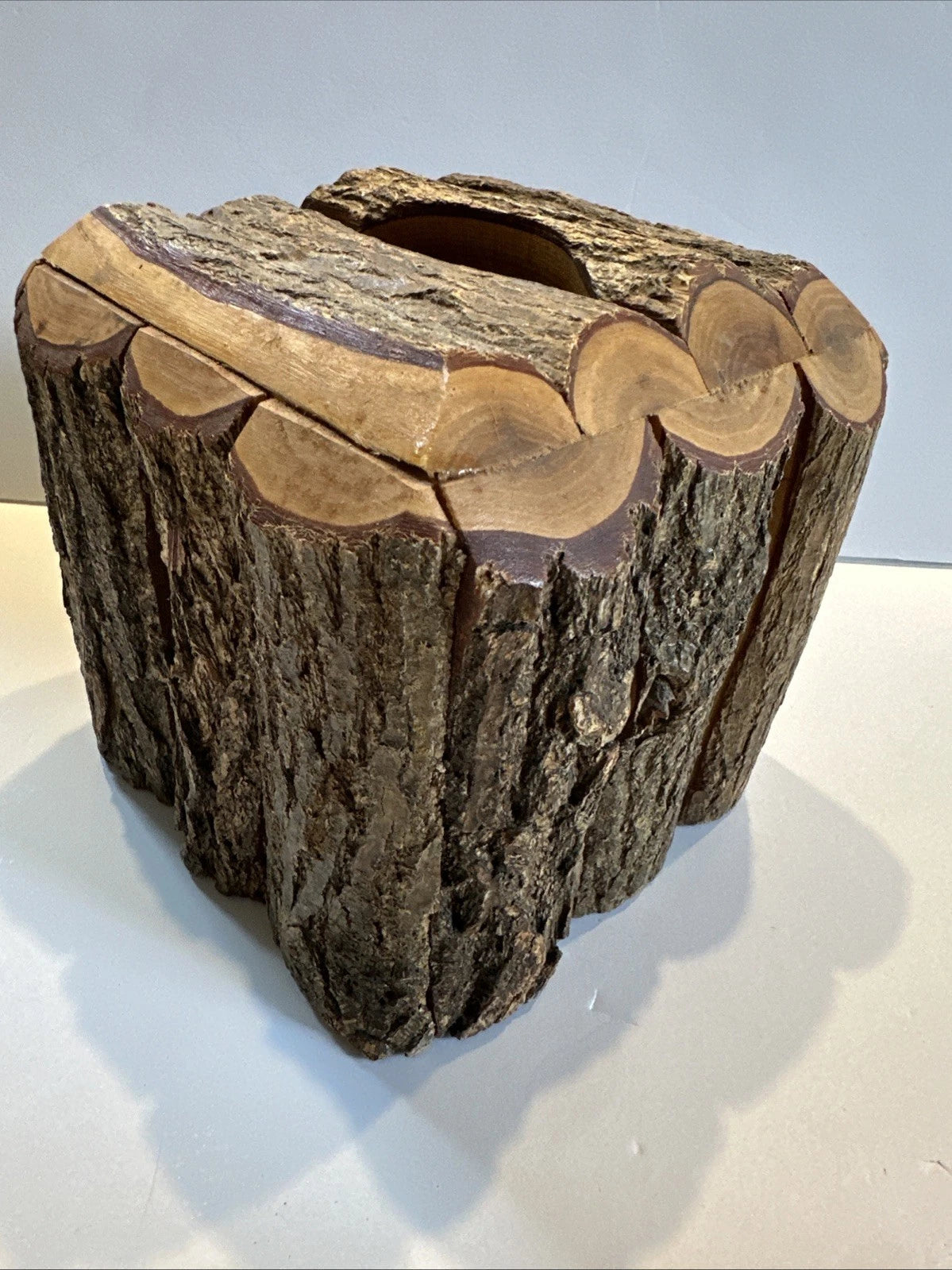 Log Cabin Core Handmade Tissue Box Holder One Of A Kind Heavy | eBay