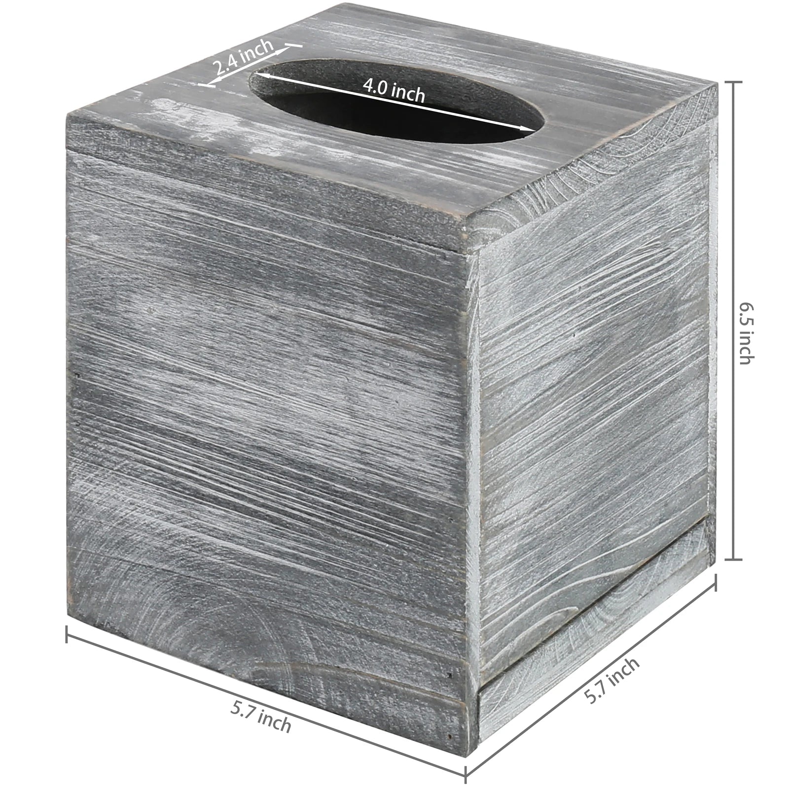 Gray Wood Square Tissue Box Cover with Slide-Out Bottom Panel, Tissue Holder | eBay